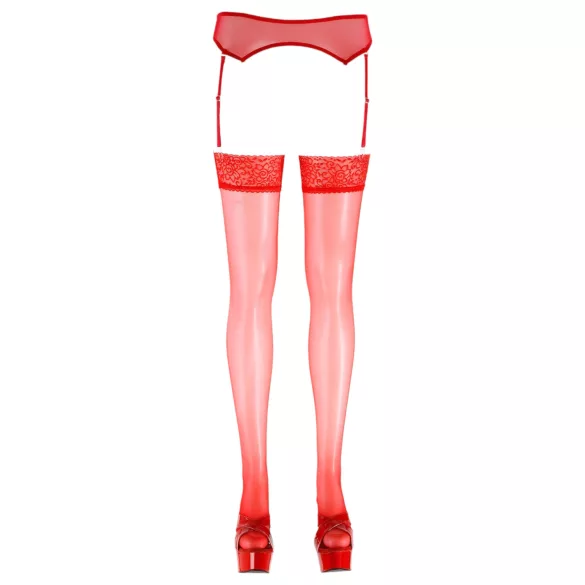 Cottelli - Red Lace Stockings - 5/XL