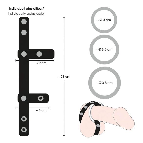 Bad Kitty - Leather Scrotum and Penis Ring (Black)