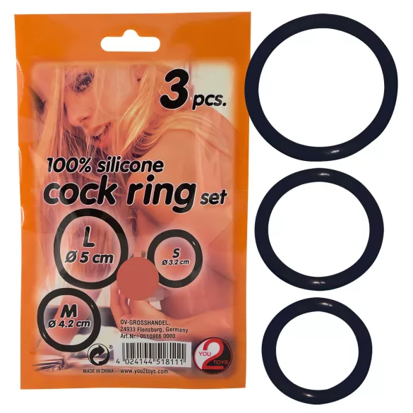 You2Toys - Silicone Penis Ring Trio - Black