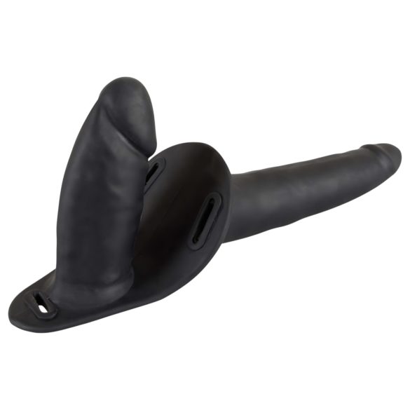 You2Toys - Black Silicone Strap-On Duo Dildo