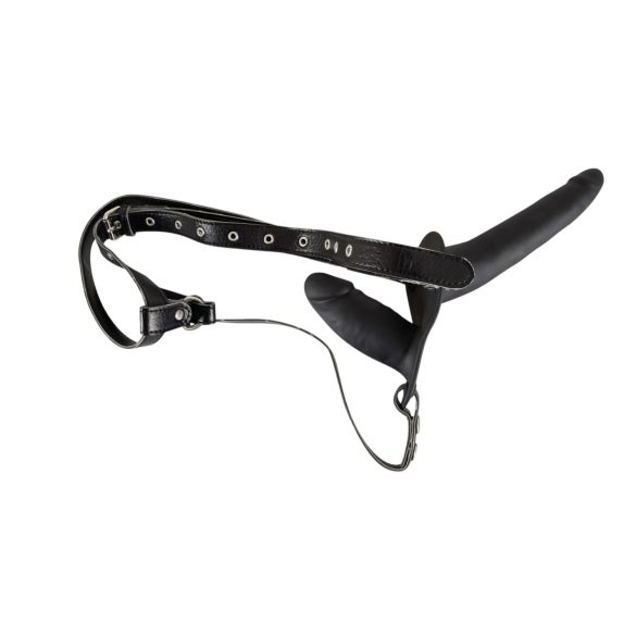 You2Toys - Black Silicone Strap-On Duo Dildo