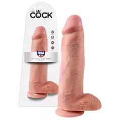 King Cock 12" Realistic Dildo with Balls (Natural)