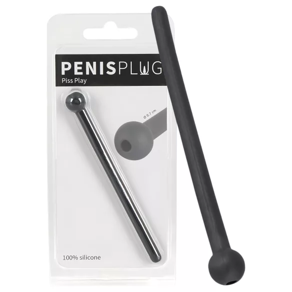 Hollow Silicone Urethral Dilator for Water Sports Play - Black