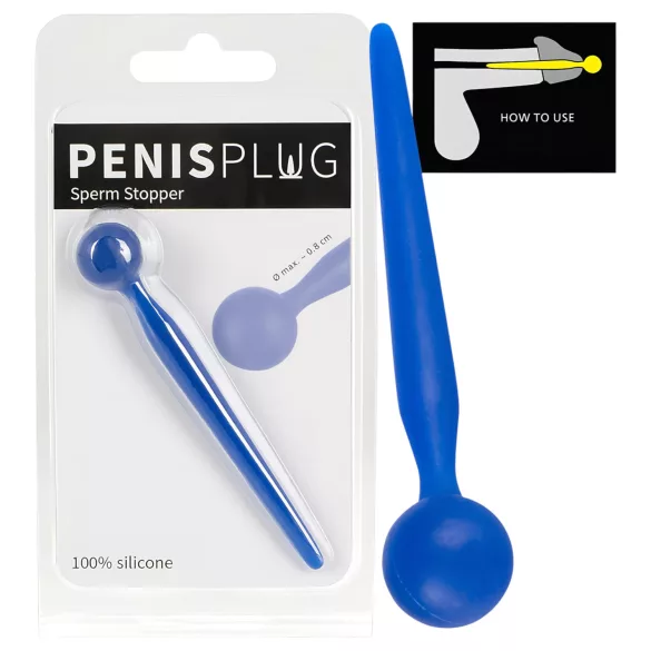 Sperm Stopper Silicone Dilator with Ball Tip (Blue)