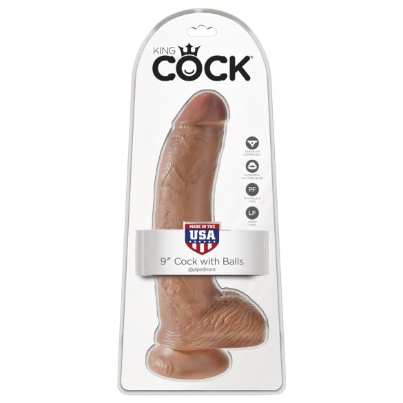 King Cock 9" Testicle Dildo (23 cm) - Brown