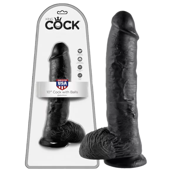King Cock 10" Realistic Dildo (25 cm) - Black