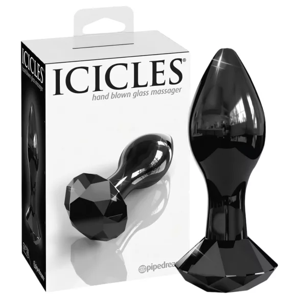 Icicles No. 78 - Sleek Black Glass Anal Plug