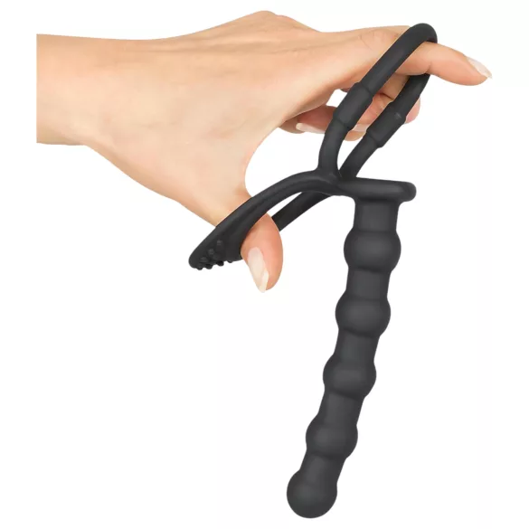 Black Velvet - Prostate and Penis Ring with Anal Dildo (Black)