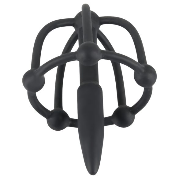 Silicone Glans Cage with Dilator (Black)