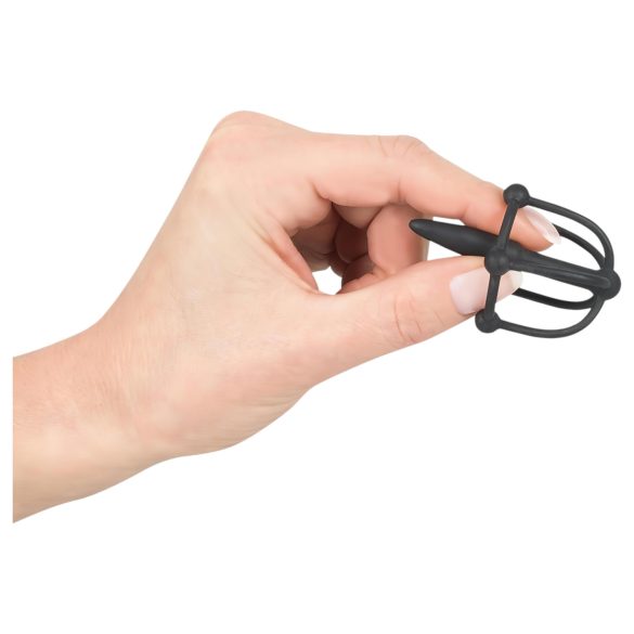 Silicone Glans Cage with Dilator (Black)
