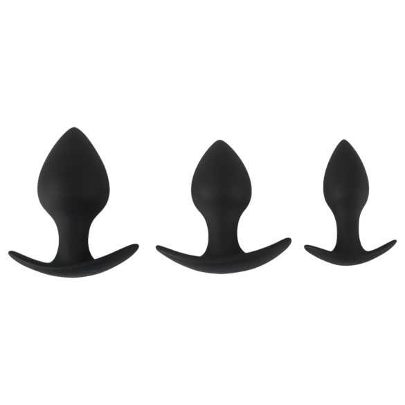 Black Velvet - silicone anal plug set (3-piece) - black