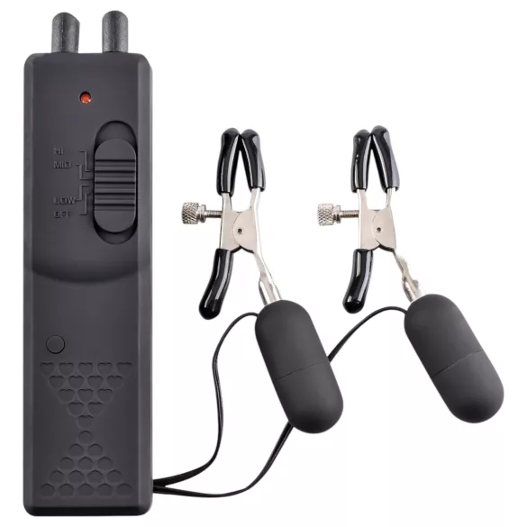 Fetish - Vibrating Nipple Clamps (Black)