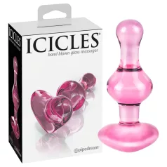 Icicles No. 75 - Heart-Shaped Glass Anal Plug (Pink)