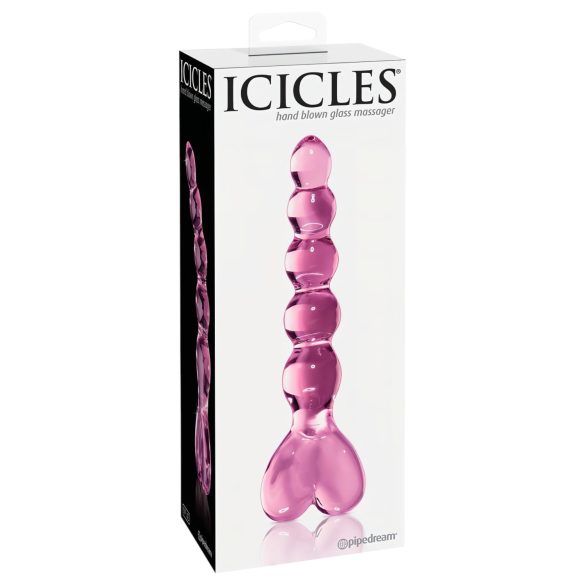 Icicles No. 43 - Beaded Heart Glass Dildo (Pink)
