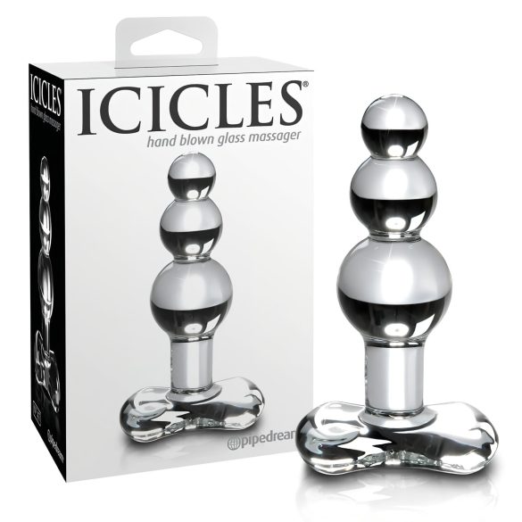 Icicles No. 47 - Triple Pearl Glass Anal Plug (Clear)