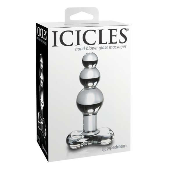 Icicles No. 47 - Triple Pearl Glass Anal Plug (Clear)