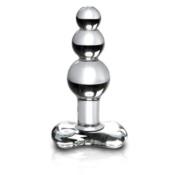 Icicles No. 47 - Triple Pearl Glass Anal Plug (Clear)