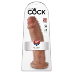   King Cock 10" - Large Suction Cup Dildo (25cm) - Dark Natural