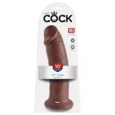 King Cock 10" Large Suction Cup Dildo (25cm) - Brown