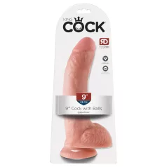   King Cock 9" - Large Suction Cup Dildo with Balls (23cm) - Natural