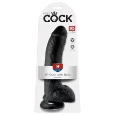   King Cock 9" - Large Suction Cup Dildo with Balls (23cm) - Black