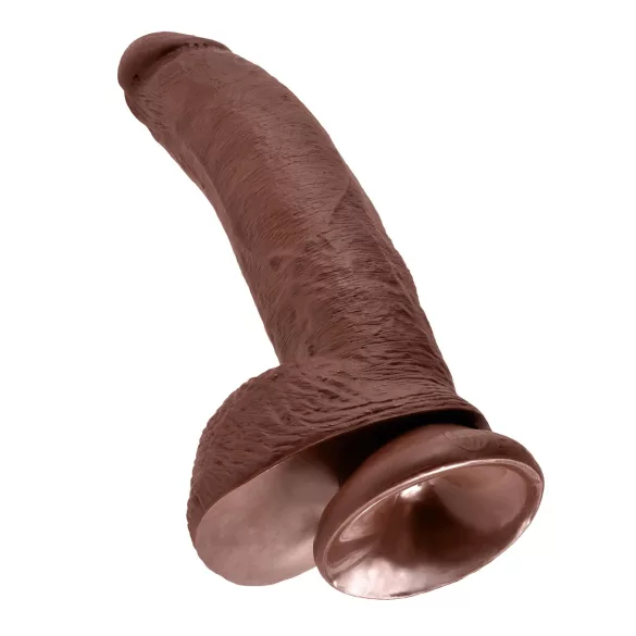 King Cock 9" Brown Dildo with Suction Cup & Balls (23cm)