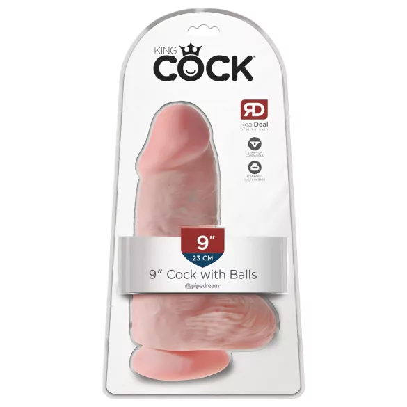 King Cock 9" Chubby - Suction Cup Realistic Dildo with Balls (Natural)