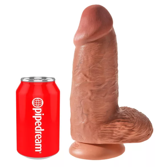 King Cock 9" Chubby Suction Cup Dildo (23cm) - Dark Natural