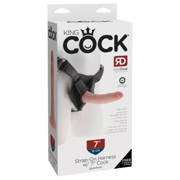 King Cock 7" Strap-On Dildo with Harness (Black)