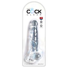   King Cock Clear 8" - Suction Cup Dildo with Balls (20cm)