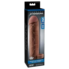   Pipedream X-Tension Perfect 2 - ribbed penis sleeve with testicle ring - dark natural (19 cm)