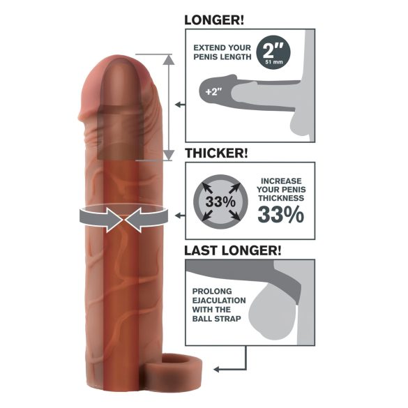 X-TENSION Perfect 2 - Premium Cock Sleeve (19cm) - Dark Nude