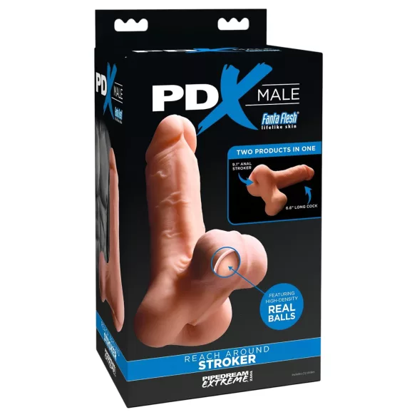 PDX Reach Around - 2‑in‑1 masturbator and penis sleeve (flesh‑coloured)