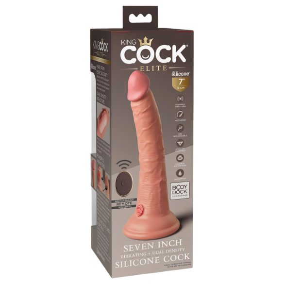 King Cock Elite 7 - Suction Cup, Wireless Vibrator 7'' - Natural