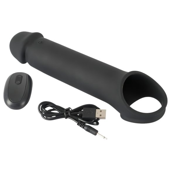 Rebel - Wireless Vibrating Penis Sleeve with Radio Function (Black)