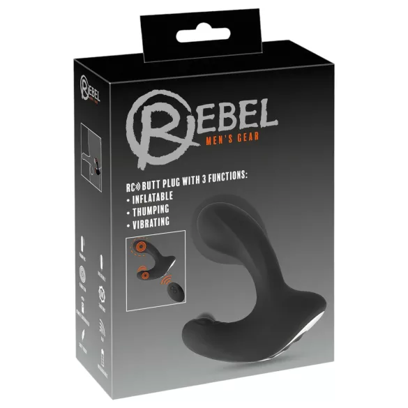 Rebel RC - Rechargeable Remote-Controlled Inflatable Black Anal Vibrator