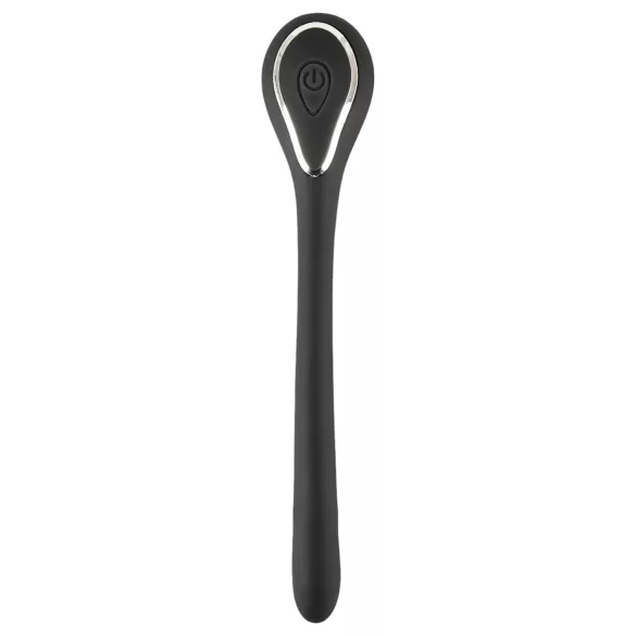 Penis Plug Dilator - rechargeable, vibrating dilator (1 cm, black)