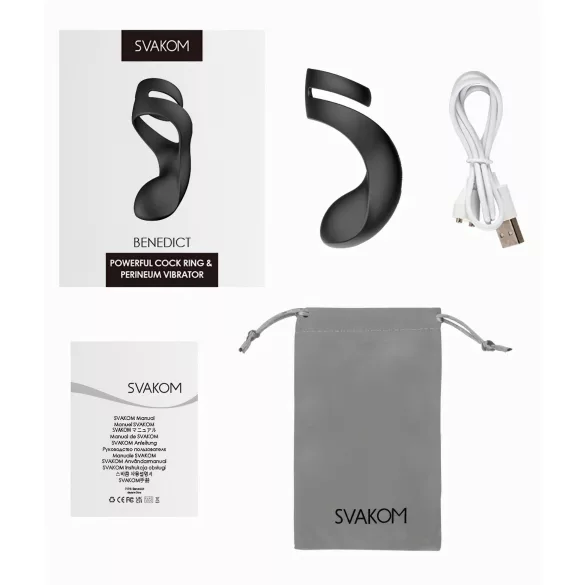 Svakom Benedict - Black Vibrating Penis Ring & Perineum Stimulator