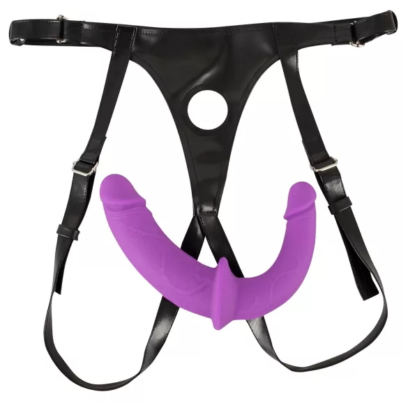 SMILE - Adjustable Double Dildo with Base (Purple-Black)