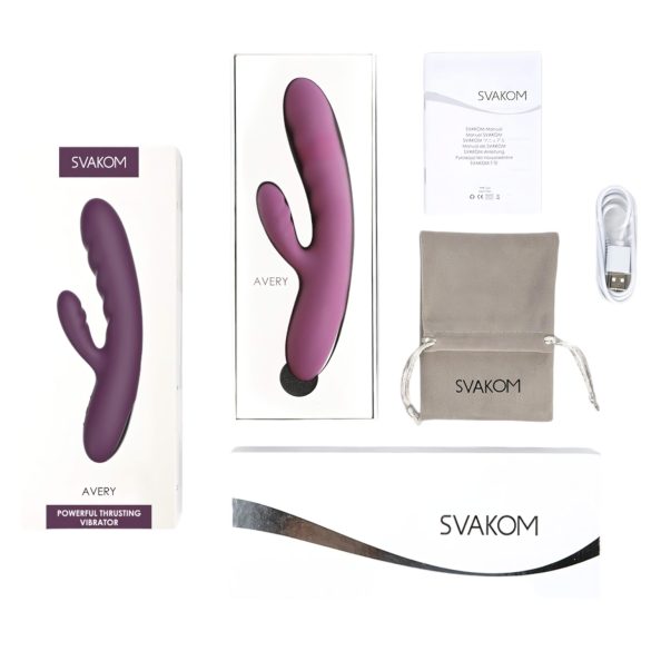 Svakom Avery - Rechargeable Thrusting Vibrator with Clitoral Arm (Purple)