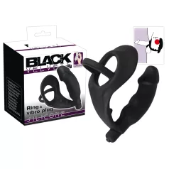   Black Velvet - Vibrating Anal Toy with Penis & Scrotum Rings (Black)