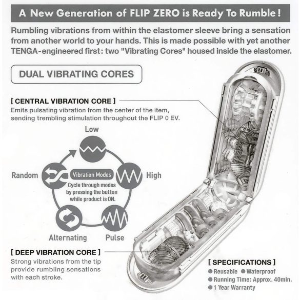 TENGA Flip Zero - vibrating masturbator (white)