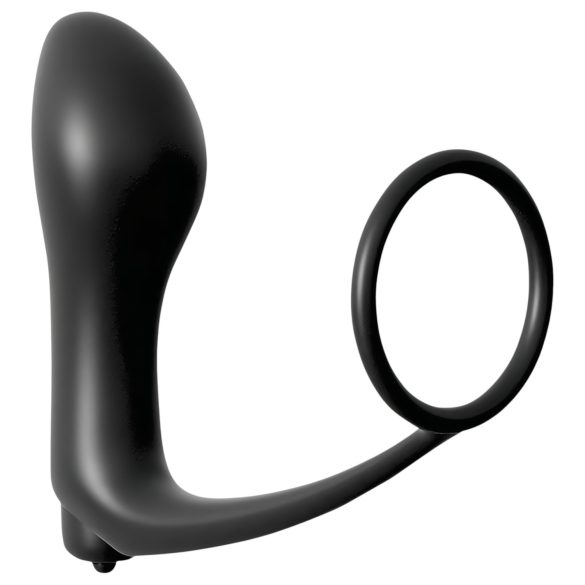 Analfantasy - Finger Anal Vibrator with Penis Ring (Black)