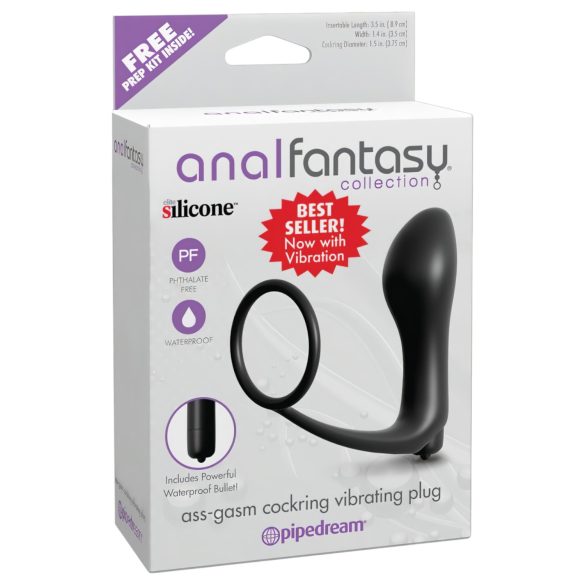 Analfantasy - Finger Anal Vibrator with Penis Ring (Black)