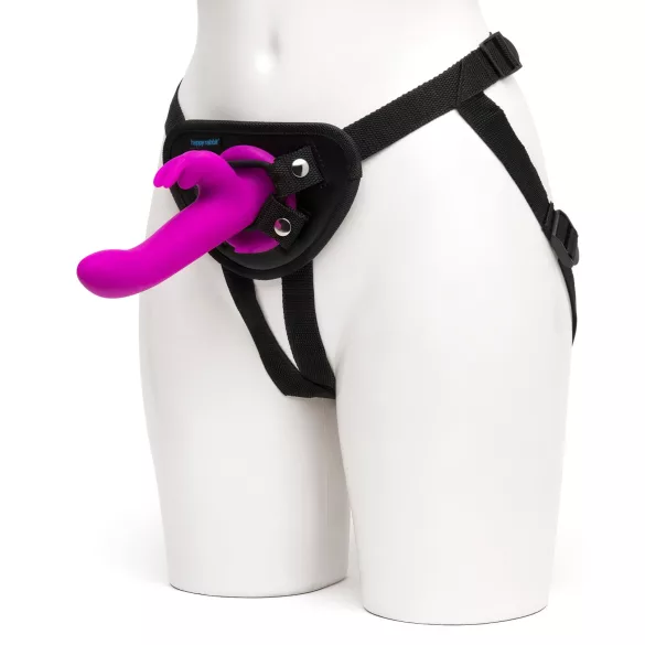 Happyrabbit Strap-On - rabbit-style strap-on vibrator with clitoral arm (purple)