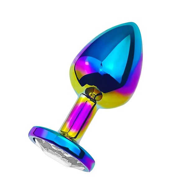 Sunfo - Metal Anal Plug with White Gem (Rainbow)