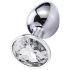 Sunfo - Metal Anal Plug with White Gem (Silver)