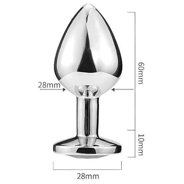 Sunfo - Metal Anal Plug with Pink Gem (Silver)