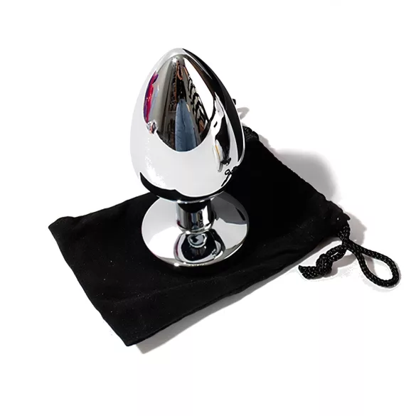 Sunfo - Metal Anal Plug with Pink Gem (Silver)