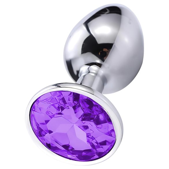 Sunfo - Silver Anal Plug with Purple Gem